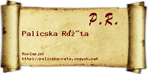 Palicska Réta névjegykártya